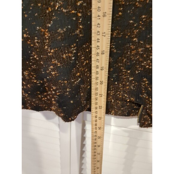 VTG‎ Dana Buchman Women's Jacket Blazer L Brown Black Speck Full Zip Gold Pull - Picture 12 of 13